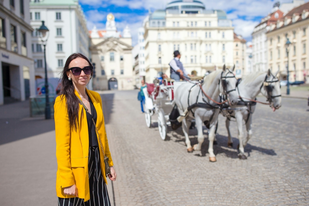 Tourist girl enjoying her european vacation in Vienna