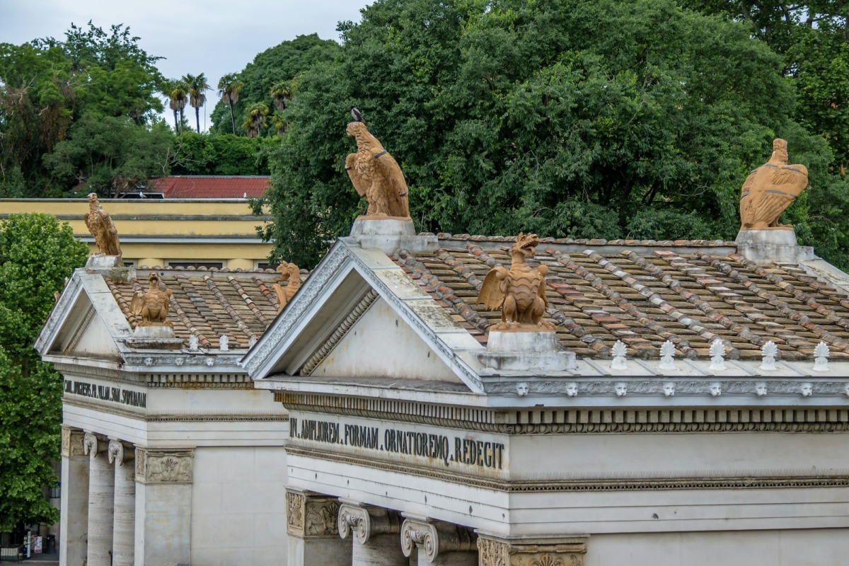 Gates to Villa Borghese - entrance from Piazzale Flaminio near Piazza del Popolo - Rome, Italy