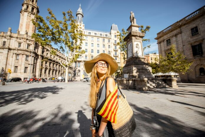 Woman traveling in Barcelona