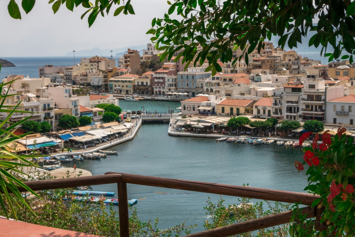 beautiful landscape on the town of Agios Nikolaos, Crete, Greece