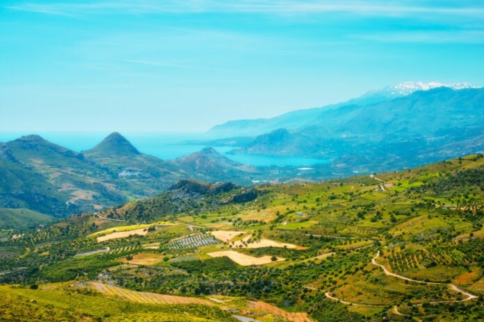 Aerial view of Crete island in Greece