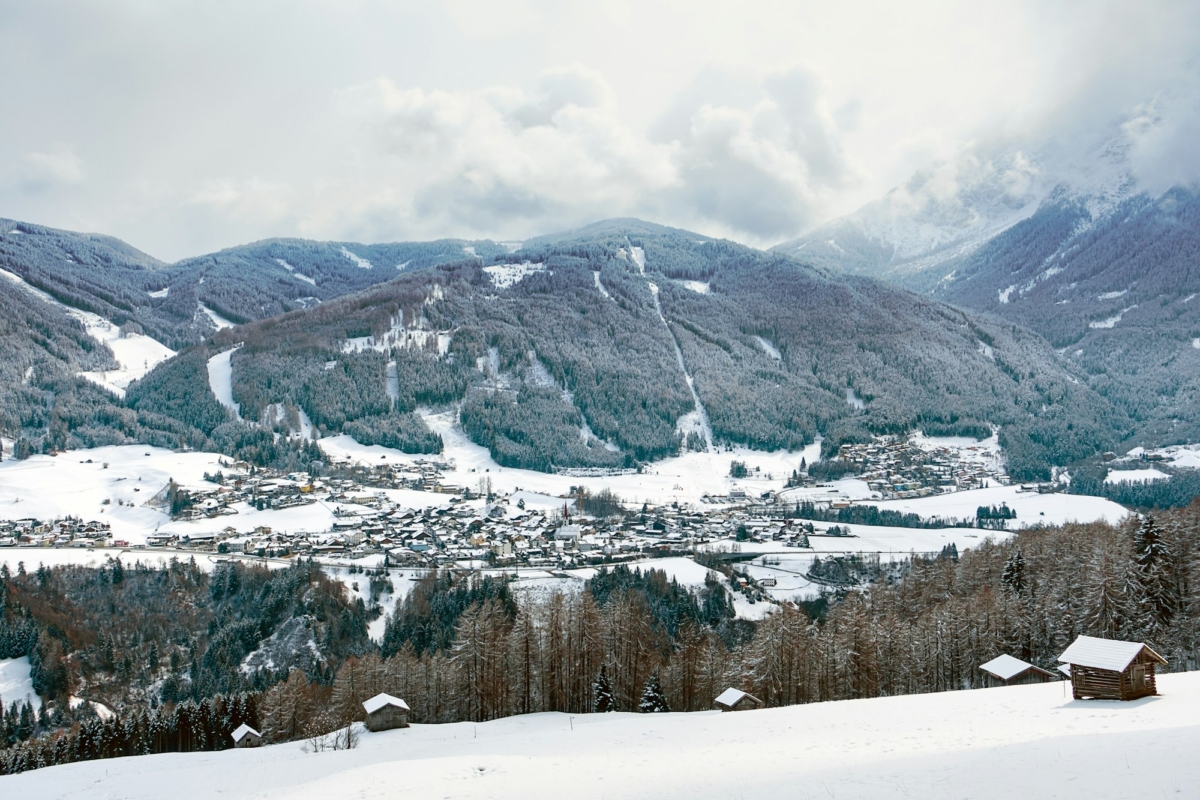 Beautiful winter landscape on small village in Stubai Valley,Austria