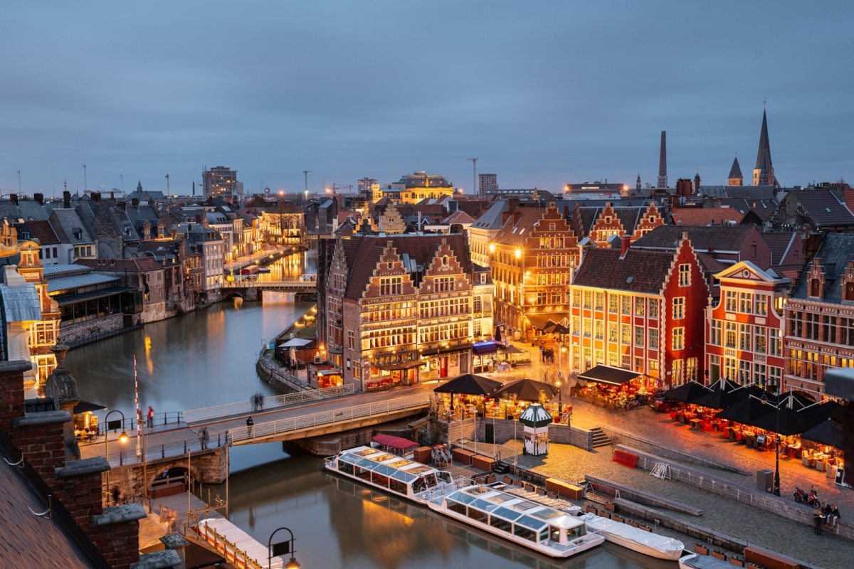 Ghent, Belgium Old Town Skyline