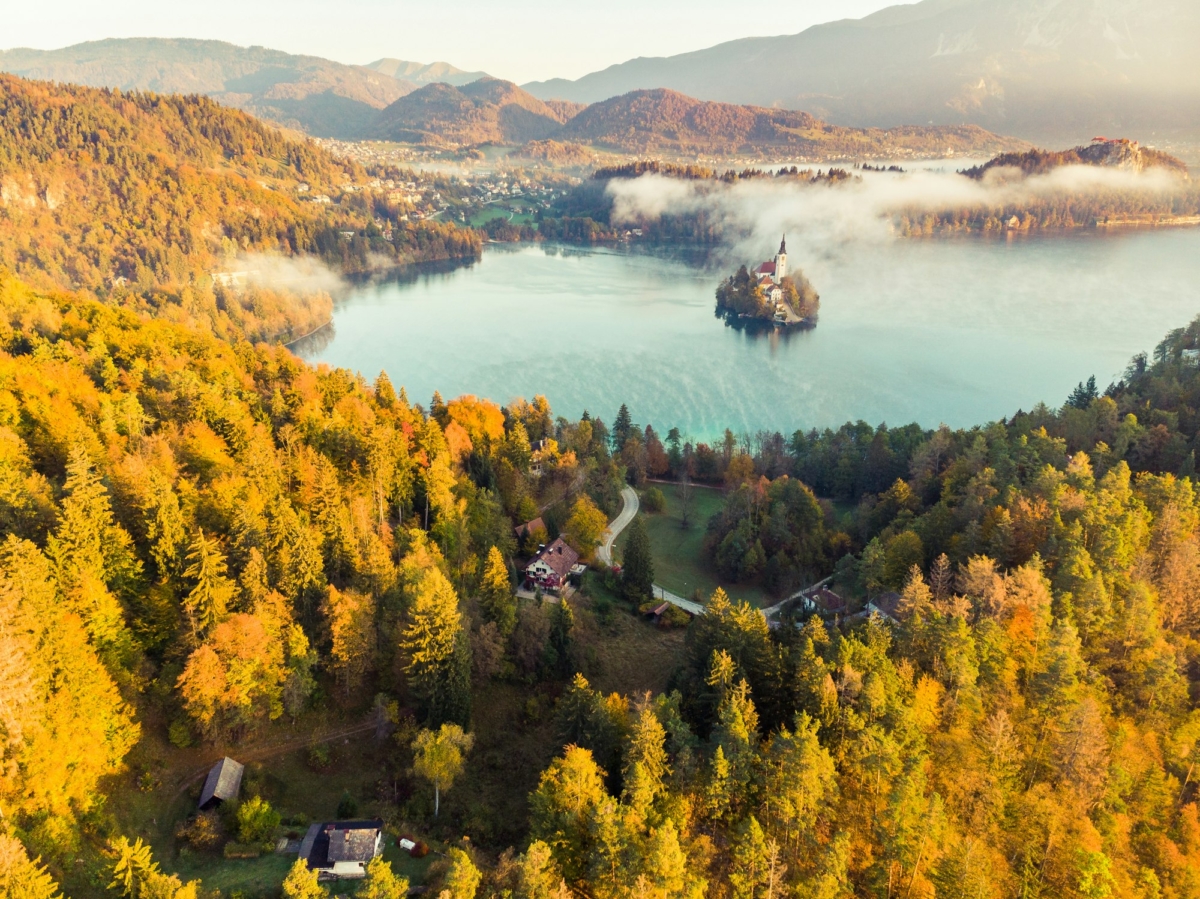 Lake Bled and church on island,SLovenia