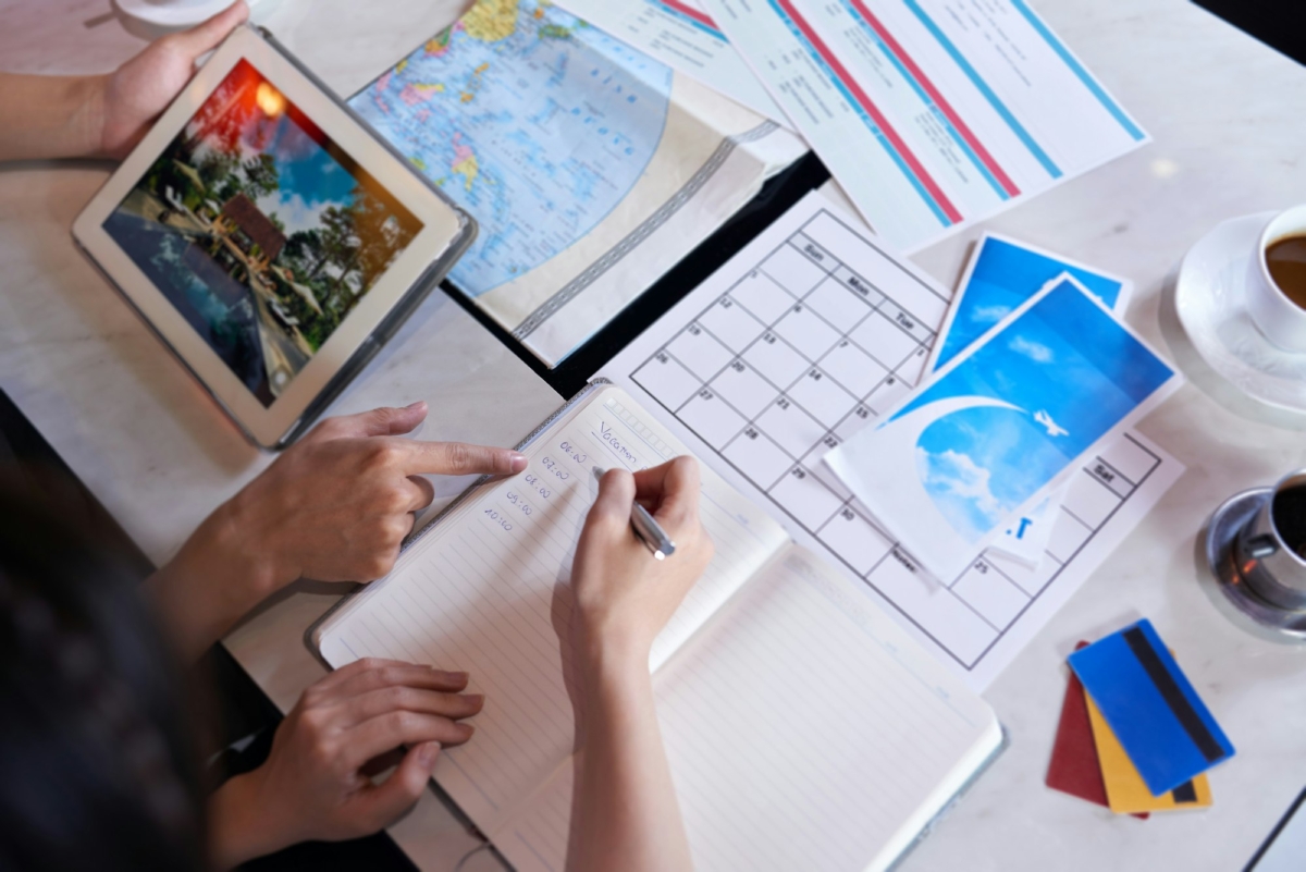 Loving Couple Planning Vacation Trip