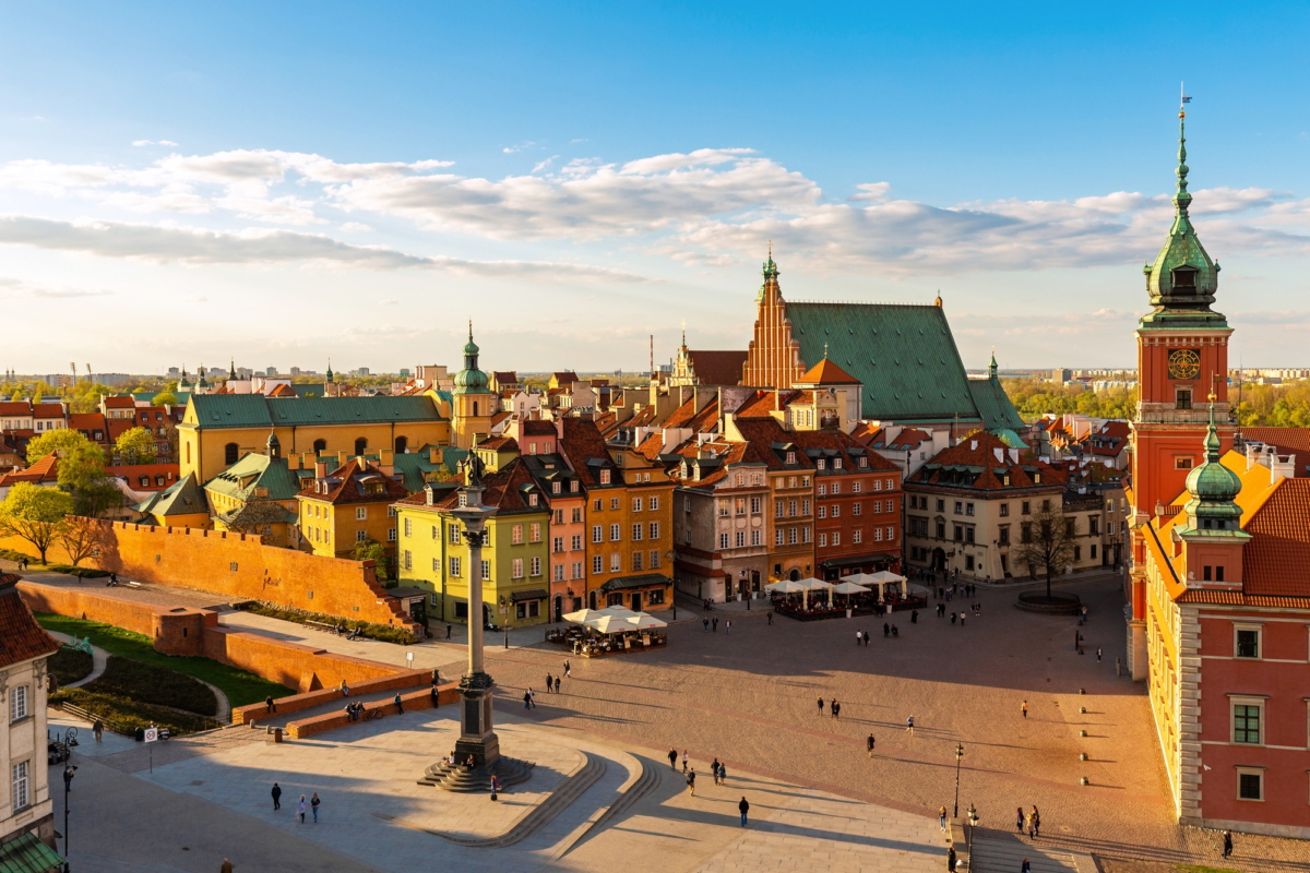 Aerial View of the Old City in Warsaw