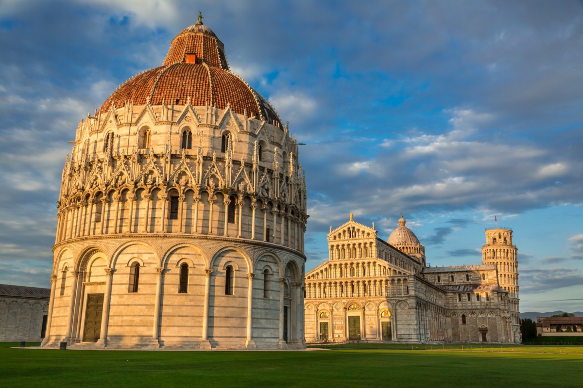 Ancient monuments in Pisa at summer