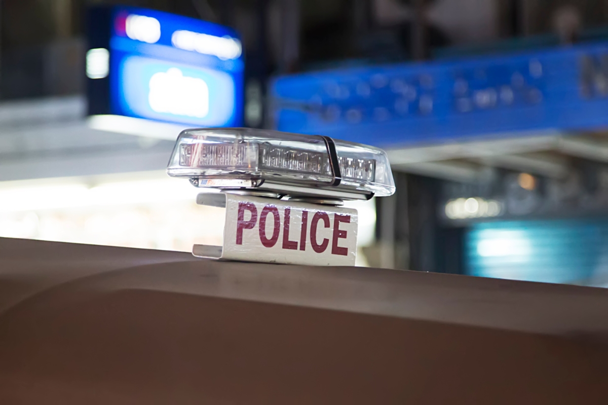 Police sign on the car in Bangkok